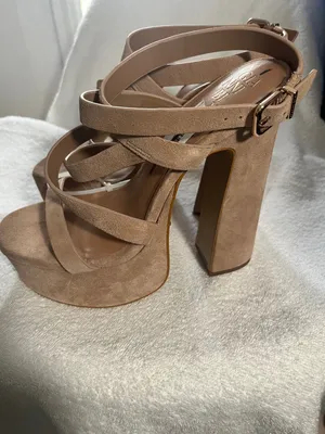 Gianni Bini Beige Suede Strappy Platform Sandal thumbnail 4