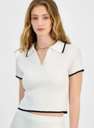 Freshman 1996 cable knit polo top white XL thumbnail 1