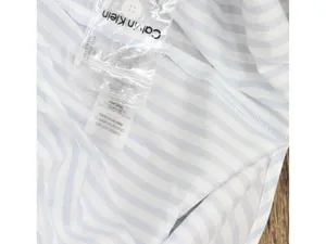 NWT Calvin Klein Button Up Long Sleeve Non Iron Dress Shirt Light Blue / White M thumbnail 4