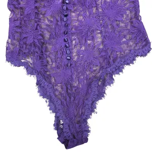 Vintage Victorias Secret Gold Label Purple Floral Lace Bodysuit Bows Size Large‎ thumbnail 3