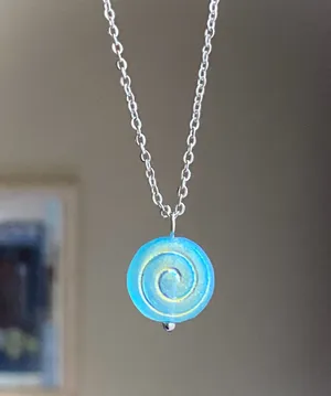 Handmade spiral swirl uzumaki funky boho fairy style simple necklace🌀 thumbnail 1