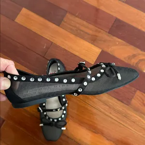 Gianni Bini NEW Rayna Mesh Rhinestone Black Mary Jane Ballet Flats Bow Girly Princess 5.5M thumbnail 4