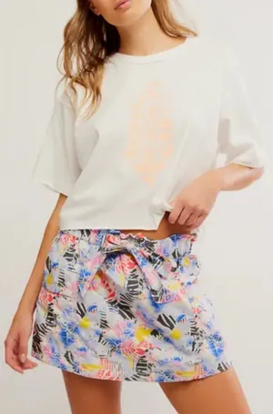 FREE PEOPLE Movement Inspire Cotton Graphic T-Shirt in White/ Peach Size Large thumbnail 1
