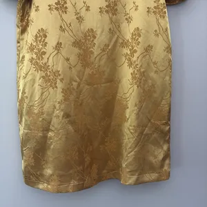 Lulus Blossom Golden Yellow Floral Jacquard Shift Dress‎ Lightweight Satin Sz S thumbnail 5