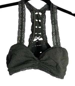 Altar'd State Lace Bralette Womens S/M Green Crochet Racerback‎ Boho Strappy Bra thumbnail 1