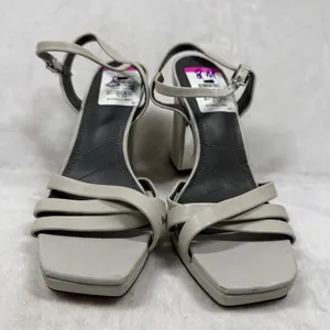Franco Sarto‎ Damalis Cream Leather Strappy Block Heel Sandals 8M Square Toe thumbnail 7
