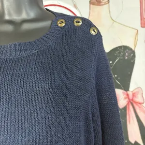 Lauren Ralph Lauren Navy Blue Linen Sweater Size XL thumbnail 5