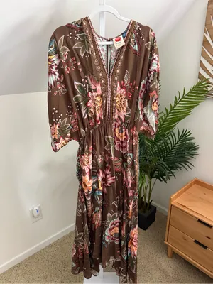 Farm Rio for Anthro Valentina Maxi Floral Dress M thumbnail 4
