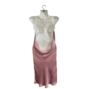 Zara Satin Effect Cowl Neck Slip Dress SZ S Cross Straps Flirty Party Date Night thumbnail 2