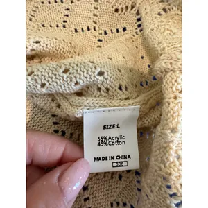 Lace Crochet Long Sleeve Hollow Out Knit‎ Sweater Pullover Top Pointelle L Boho thumbnail 7