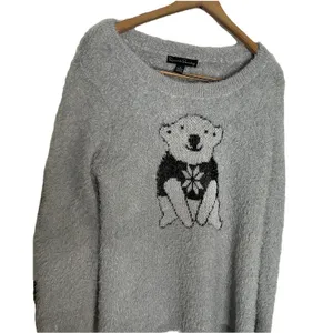 French Laundry Gray & Black Fuzzy Sweater with Polar Bear Design, Size L‎ thumbnail 7