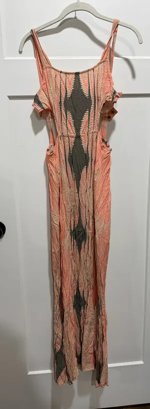 Posh coral backless sundress thumbnail 1
