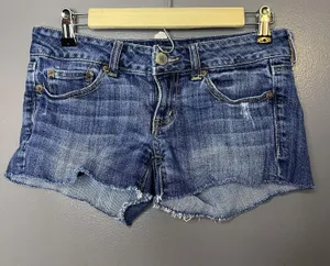 American Eagle Outfitters Shorts Womens 2 Blue Denim Stretch Cutoff Raw Hem thumbnail 1