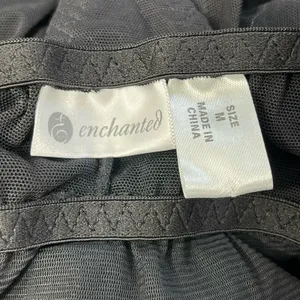 Enchanted Black Ruffle Sequin Baby Doll Lingerie Matching Thong Medium thumbnail 5