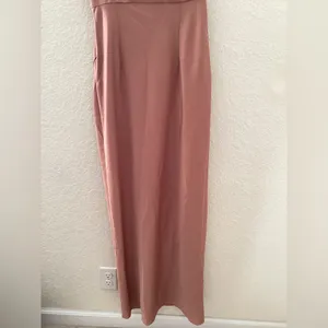 BHLDN Dylan One-Shoulder Satin Side-Slit Gown in Sedona Dusty Pink Anthropologie thumbnail 5