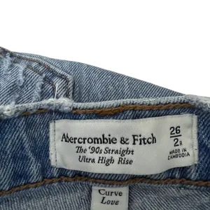 Abercrombie & Fitch 90s Straight Ultra High Rise Distressed Jeans Blue Size26/2R thumbnail 6