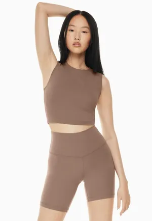 NEW Aritzia TNA Butter Atmosphere 7" High Waisted Bike Shorts Tan Brown Size XS thumbnail 1