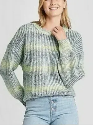 Universal Threads ombré striped Pullover Oversized Sweater Soft Green‎ XS thumbnail 1