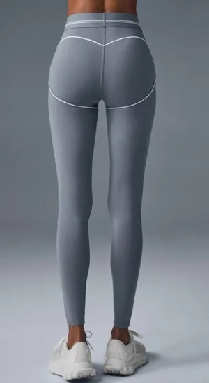 Alo Airbrush High-Waist Heart Throb Legging Steel Grey White Hi-Rise Waisted XS thumbnail 1