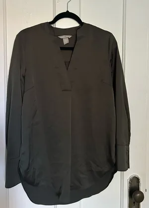 H&M Charcoal Satin Top thumbnail 1