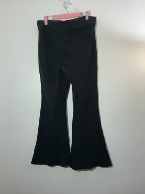 Aerie Waffle Knit Black Flare Sweatpants Size Large thumbnail 2