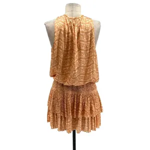 Current Air Los‎ Angeles The Wyland Dress Smocked Mini Orange Floral Size Small thumbnail 10