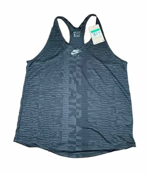NWT Nike Women's Running Mesh Racer‎ Back Black Gray Tank Top Size XL thumbnail 1