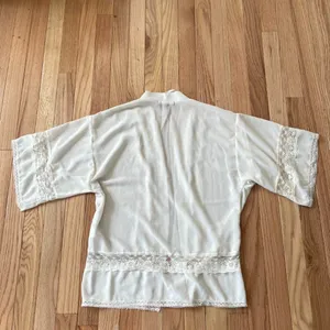 White Lace Sheer Kimono Cardigan Womens Small Prairie Victorian thumbnail 8