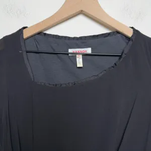 Hannoh Women Silk Cotton Top 40 Black‎ Drape Neck Old Money Classic Minimalist thumbnail 2