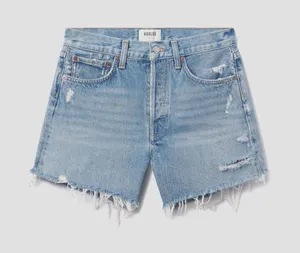 Agolde Parker Long Vintage Cut Off Denim Shorts in Swapmeet thumbnail 1