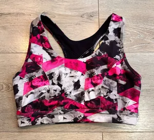 Tek Gear High‎ Impact Sports Bra Abstract Geometric Print Pink Size Small S thumbnail 1