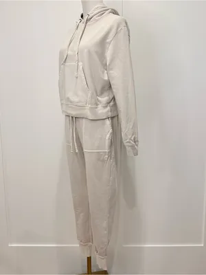 Goodlife Micro Terry Lounge Set Small Beige Hoodie Joggers Travel Minimal Comfy thumbnail 4