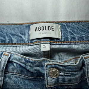 AGOLDE Nico High Rise Slim Jeans Womens 28 Blue Button-Fly Denim Distressed thumbnail 4