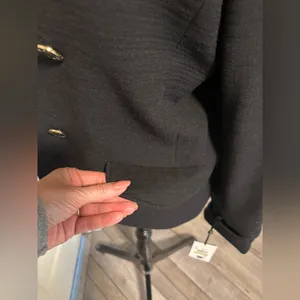 NWT DKNY Black Military Blazer Jacket Double-Breasted Gold Button Stand Collar thumbnail 7