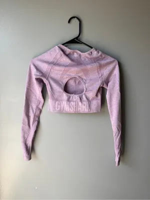 Gymshark Women’s Pink Marl Seamless Long Sleeve Crop Top Open Back Size S thumbnail 6