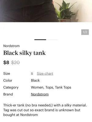 Nordstrom Black silky tank thumbnail 4