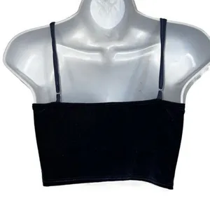 LUCY IN THE SKY Blue Velvet Spaghetti Strap Crop Top EUC Size‎ Small thumbnail 5