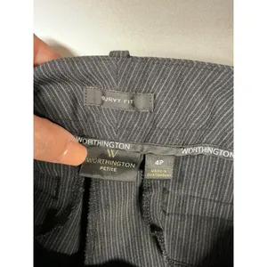 Worthington Womens Dress Pants Gray Pinstripe Curvy Fit Petite 4P thumbnail 4