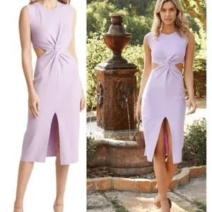 NEW Vici Women Midi Dress XL Lavender Purple Cutout Twist Open Back‎ Brunch Date thumbnail 2