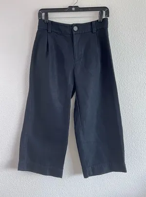 Vince Women's High Waist Crop Wide Leg Linen Blend Pants‎ Black thumbnail 1