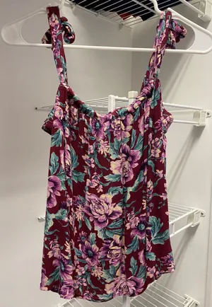 American Eagle Outfitters Floral Purple Strapless Top thumbnail 2