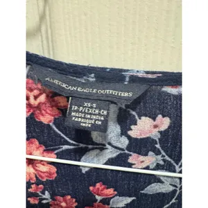 American‎ Eagle Floral Kimono Cardigan Navy Pink Red XS/S thumbnail 2