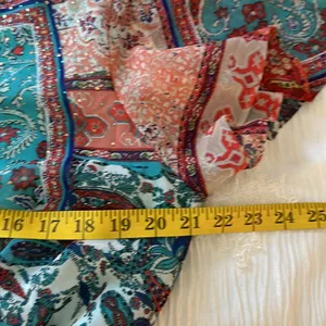 One World Woven Chiffon Ruffle Mixed Patchwork Knit Lined Midi Dress Women's XL thumbnail 9