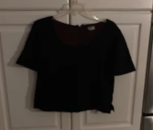 DANY Vintage Made in Italy 100% Wool Black Short Sleeve‎ Scoop Neck Blouse Sz 48 thumbnail 1