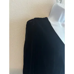 Maggy Boutique Velvet Cocktail Dress 10 Black Silver Ruched Waist Vintage 80s‎ thumbnail 7