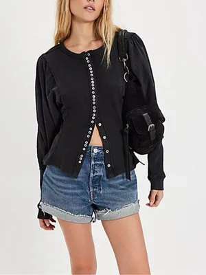 NWT Free People Maggie Cardi Cardigan Sweater in Black S thumbnail 2