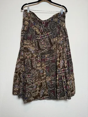 Boho Beads Brown Boho Abstarct Cotton Peasant Skirt thumbnail 4