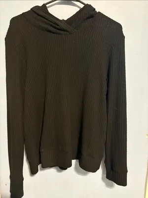 Beyond Yoga Women’s Black Hooded Waffle Knit Sweater thumbnail 1