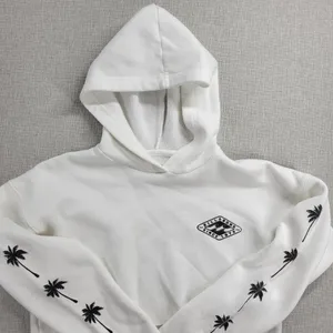 Billabong Windy Palms Womens Sweatshirt Size M White DIY Raw Cut Hem Crop Hoodie thumbnail 5