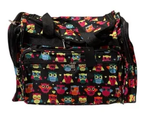 & Other Stories Adorable Colorful Owl pattern zippered weekender tote duffel gym bag thumbnail 1